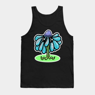 Pretty Blue Flower Cartoon Character Tank Top